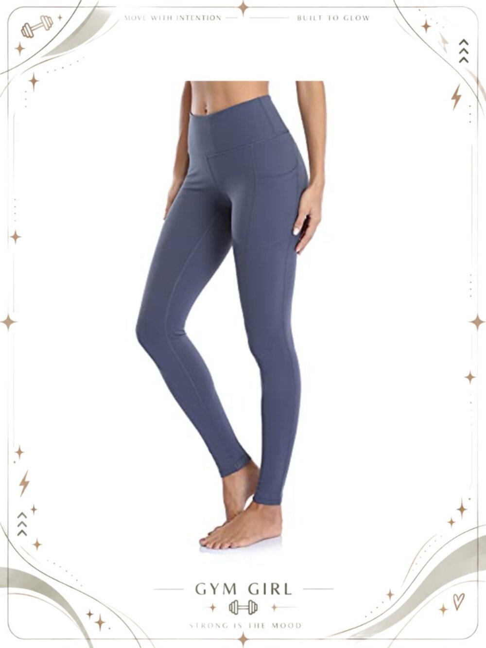 High Waisted Workout Leggings with Pockets Tummy Control Yoga Gym Pants